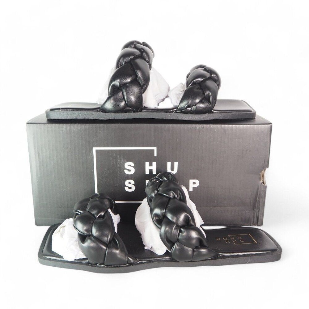 Shu Shop Daria‎ Double Braided Slip-on Sandals Black Women's 8.5